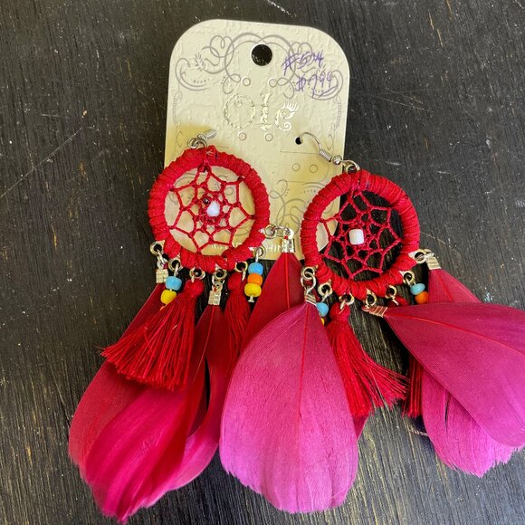Dream catcher earrings with feathers - Picture 1 of 1